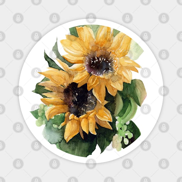 Sunflower Watercolor Magnet by artofsuff